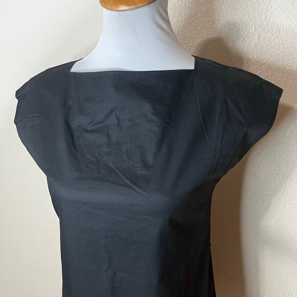 THEORY Womens Size 0 Black DRESA Cotton Shift Mini Dress with Sequin Band - Picture 2 of 8